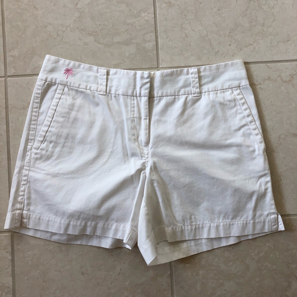 Lily Pulitzer White Shorts with Pink Palm Tree